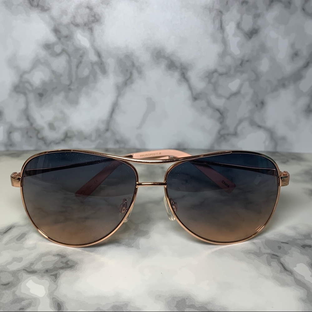 🕶 Sunset Lens Pink & Rose Gold Frame Aviator Sunglasses 🕶